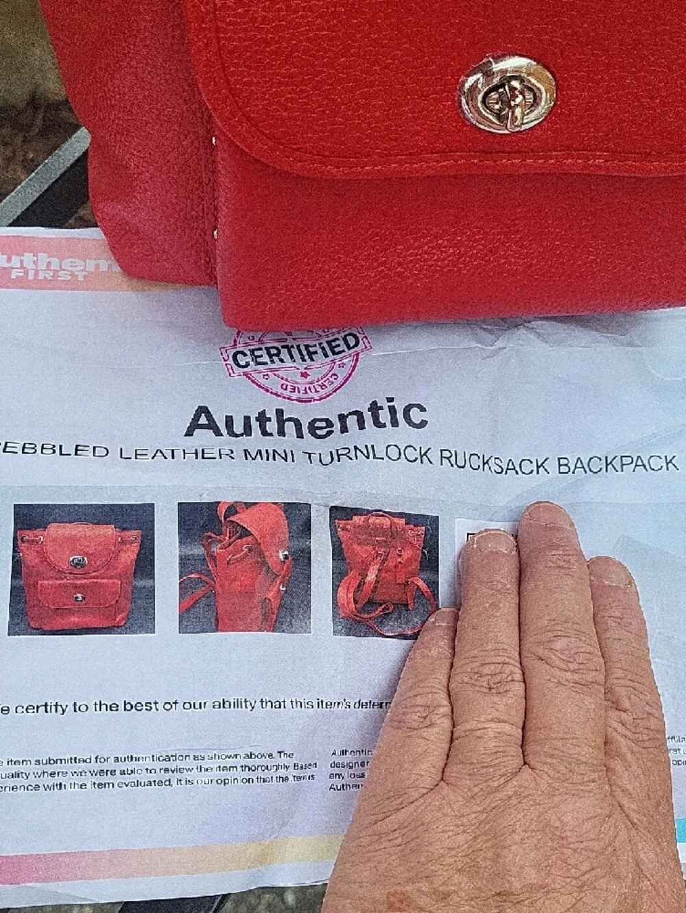 Coach Red Pebbled Leather Mini Turnlock Rucksack Backpack - Picture 2 of 16